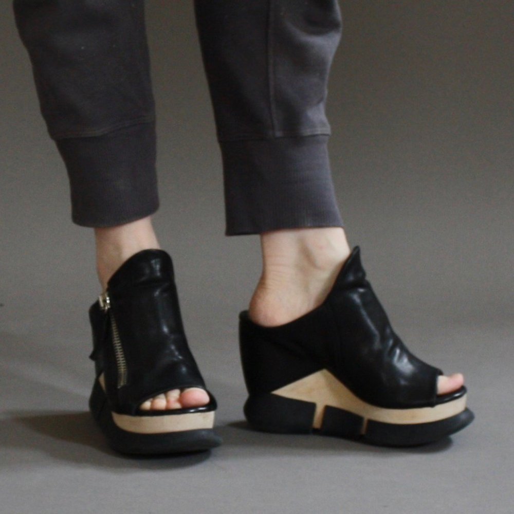 CINZIA ARAIA goth zipper wooden wedge sandals - Picture 3 of 8